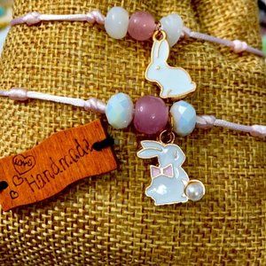 Mommy and Me Bunny 🐰 Rose quartz bracelet set